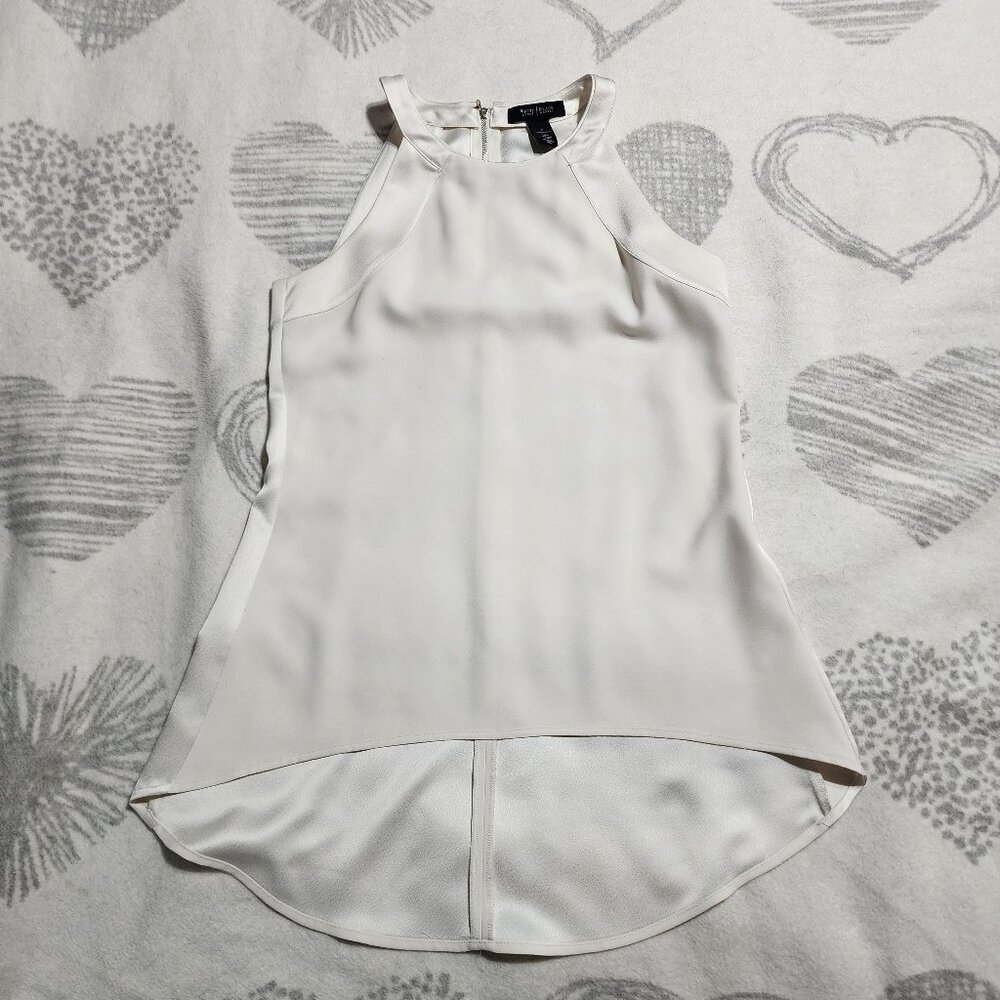 White House Black Market Cream/Off-White Sleeveless Halter Satin Trim Top Sz 2